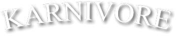White text on a black background reads KARNIVORE in large letters above KRATE in smaller letters, with horizontal lines on each side of KRATE—highlighting a premium meat subscription box experience.
